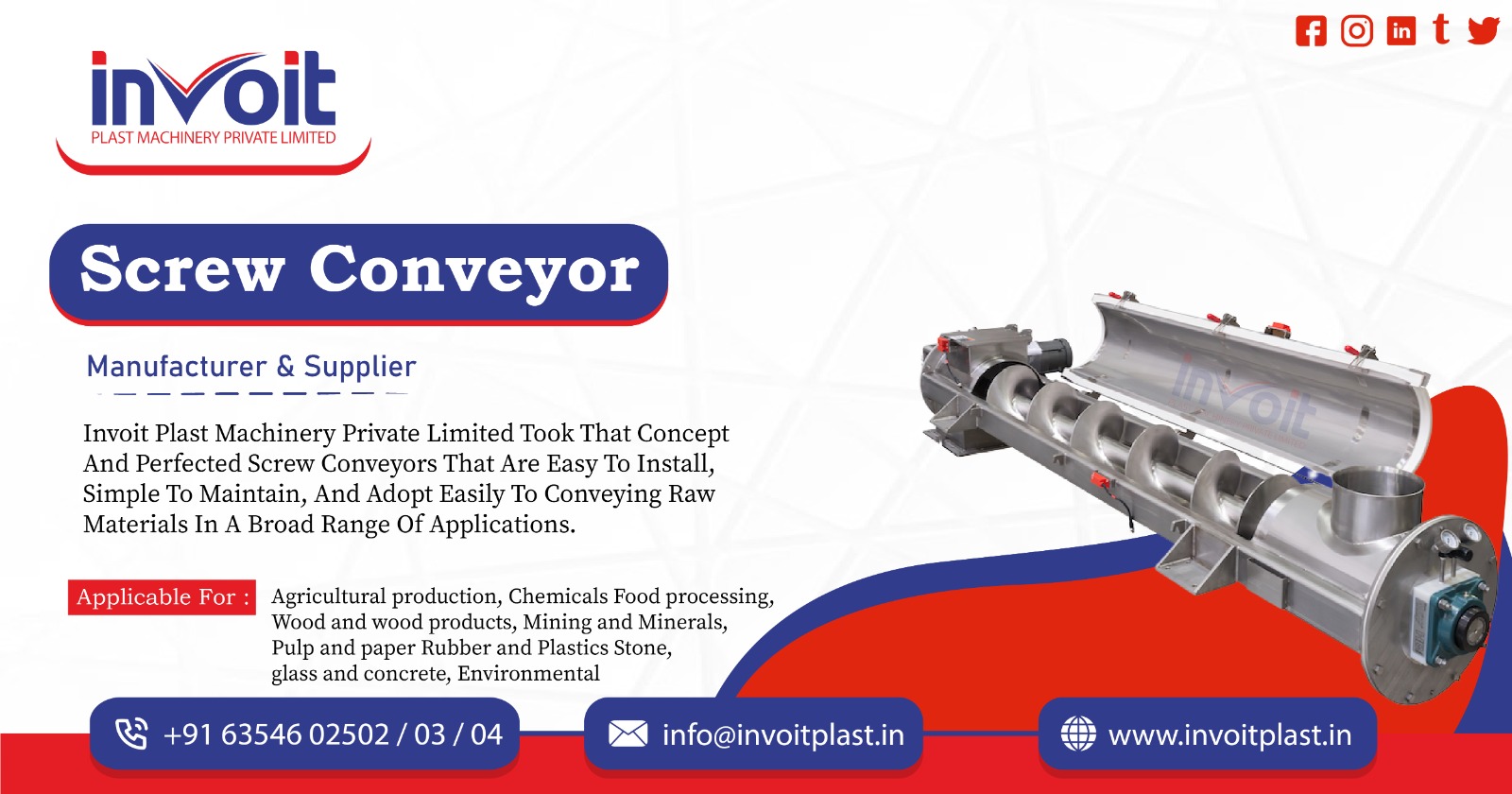 Screw Conveyor Manufacturer in Delhi