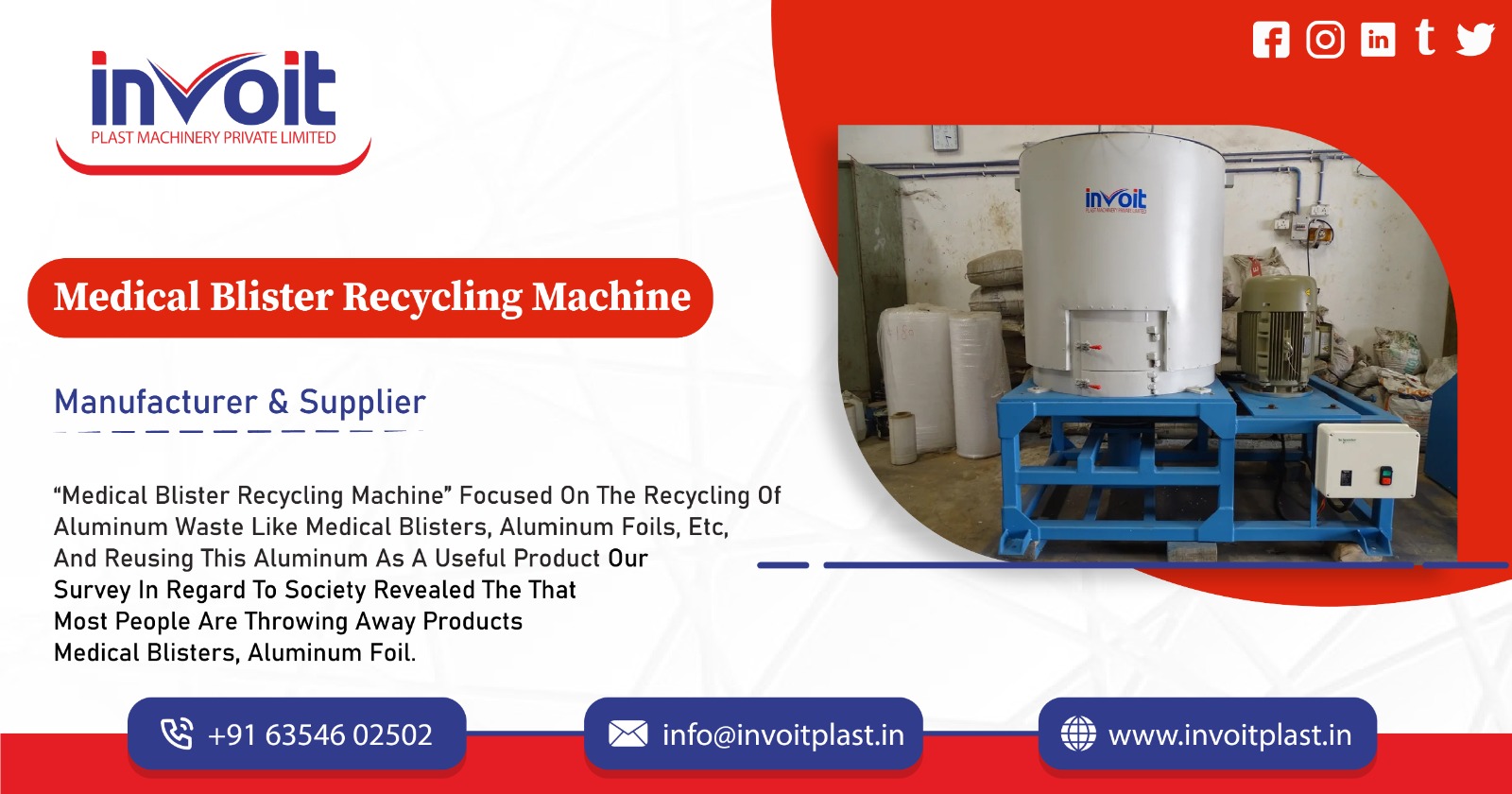 Medical Blister Recycling Machine Manufacturer in Chennai